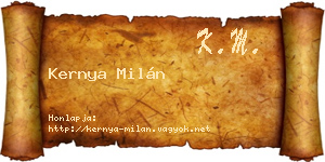 Kernya Milán névjegykártya