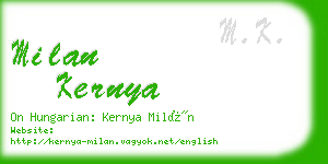 milan kernya business card